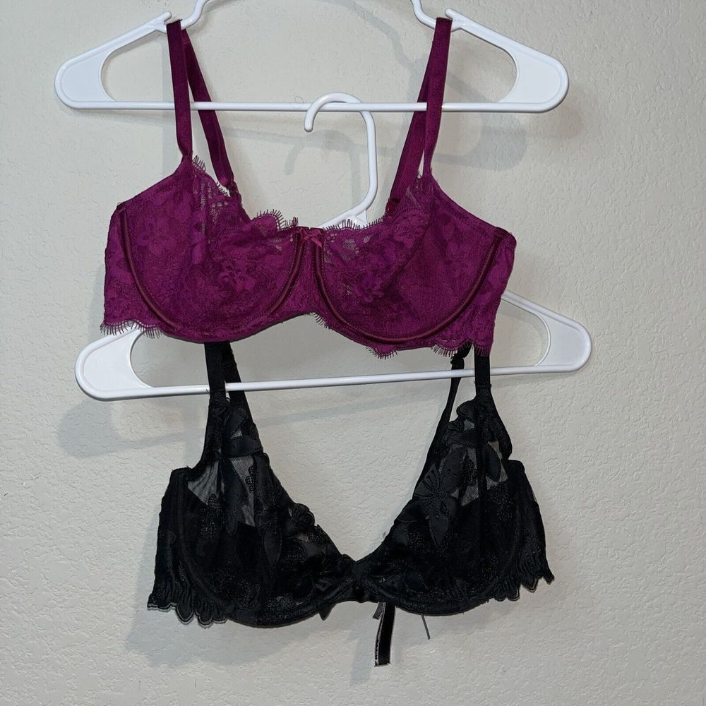 Victoria Secret bra Bundle Of 2 36C Black Fuchsia Sexy Lingerie